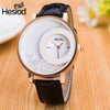 New Design Leather Strap Wrist Watch With Crystal Solid Color For Women