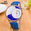 New Design Leather Strap Wrist Watch With Crystal Solid Color For Women