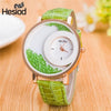 New Design Leather Strap Wrist Watch With Crystal Solid Color For Women