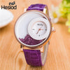 New Design Leather Strap Wrist Watch With Crystal Solid Color For Women
