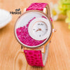 New Design Leather Strap Wrist Watch With Crystal Solid Color For Women