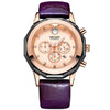 Chronograph Red Leather Strap with Luminous Hands Waterproof Wrist Watch For Woman