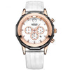 Chronograph Red Leather Strap with Luminous Hands Waterproof Wrist Watch For Woman