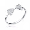 925 Sterling Silver CZ Paved Bow Open Cuff Adjustable Finger Rings for Women