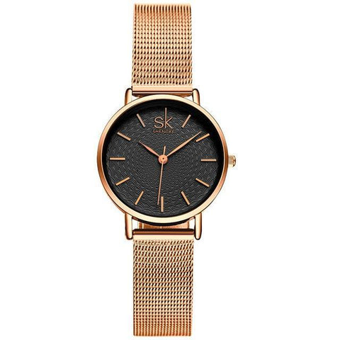 Super Slim Silver Mesh Stainless Steel Wrist Watch For Women