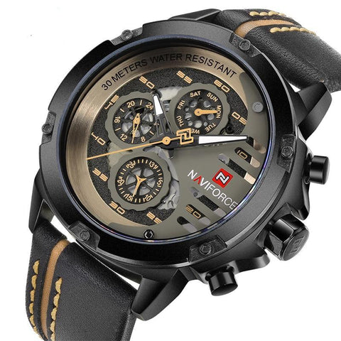 Top Brand Luxury Waterproof 24 hour Date Quartz Leather Sport Wrist Watch
