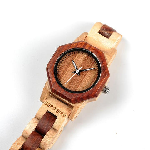 New Brand Octagon Wooden Style Watch For Women