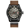 Men Military Sports Casual Leather Wrist Watch
