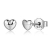 Plain Hearts Stud Earrings for Women With 100% 925 Sterling Silver