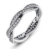Authentic 925 Sterling Silver Twist Of Fate Clear CZ Women Wedding Ring