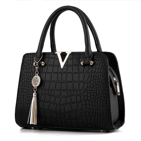 PU Leather V Letter Luxury Designer Women Handbag