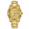 Gold Full Steel Quartz Waterproof Military Clock