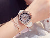 Crystal Real Leather Band With Big Dial Bracelet Wristwatch For Women