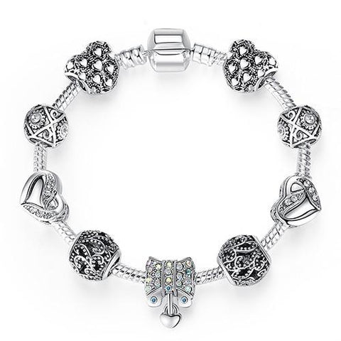 925 Original Silver Four Leaf Clover Bracelet Bangle For Women