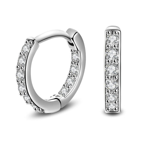 925 Sterling Silver Crystal Row Luxury Silver Earrings For Women