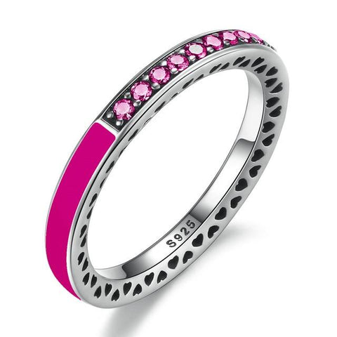 925 Sterling Silver Radiant Colored Simulated CZ & Enamel Ring for Women