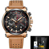 Male Watch Leather Automatic Date Quartz Waterproof Sport Clock