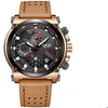 Male Watch Leather Automatic Date Quartz Waterproof Sport Clock