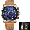 Male Watch Leather Automatic Date Quartz Waterproof Sport Clock