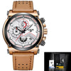 Male Watch Leather Automatic Date Quartz Waterproof Sport Clock