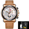 Male Watch Leather Automatic Date Quartz Waterproof Sport Clock