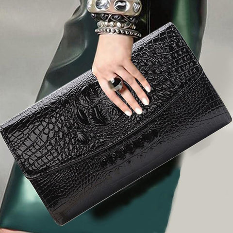 Black PU Leather Women Party Clutch Bag
