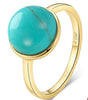 925 Sterling Silver Natural Stone Turquoises  Anniversary Ring