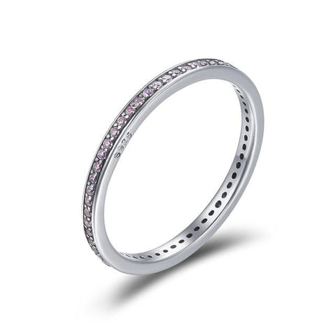 Authentic 925 Sterling Silver Simulated CZ Stackable Ring for Women