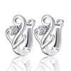 925 Sterling Silver Crystal Row Luxury Silver Earrings For Women