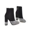 Winter High Heels Women Ankle Boots Pointed Toe Crystal Boot Party Shoes