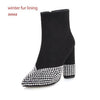 Winter High Heels Women Ankle Boots Pointed Toe Crystal Boot Party Shoes