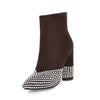 Winter High Heels Women Ankle Boots Pointed Toe Crystal Boot Party Shoes