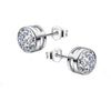 Austrian Crystal 925 Sterling Silver Classic Round Cubic Zircon Stud Earring For Women