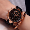 Rose Gold Steel Analog Calendar Wrist Watch With  Waterproof Leather For Women