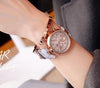 Rose Gold Steel Analog Calendar Wrist Watch With  Waterproof Leather For Women