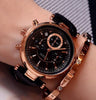 Rose Gold Steel Analog Calendar Wrist Watch With  Waterproof Leather For Women