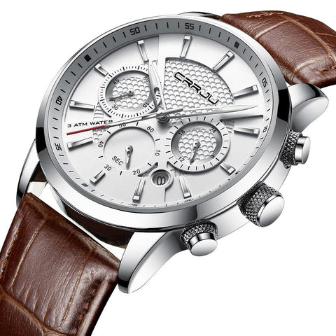 New Fashion Analog Quartz 30M Waterproof Chronograph Sport Date Leather Band Watches