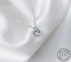 Round Crystal Pendant Necklace 925 Sterling Silver Jewelry For Women
