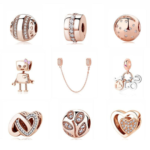 Charm Bead Rose Gold Pendant With Authentic 100% 925 Sterling Silver Jewelry For Women