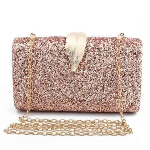 Metal Leaf Lock Evening Party  Women Clutch