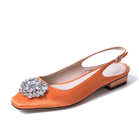 Women Pumps Satin Summer Buckle Sling back Shoes