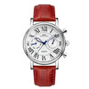 Red Leather Design Watch For Women With Calendar Multifunction