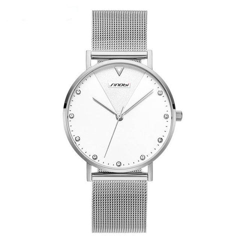 Simple Crystal Quartz For Women With Gold Watchband