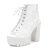 Woman Boots On Summer Mesh Rome Style With Lace Peep