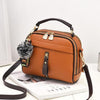 PU Leather Cross-body Shoulder Handbag With Fur Ball