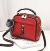 PU Leather Cross-body Shoulder Handbag With Fur Ball