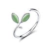 100% Real Sterling Silver Leaf Pattern Romantic Adjustable Ring For Women