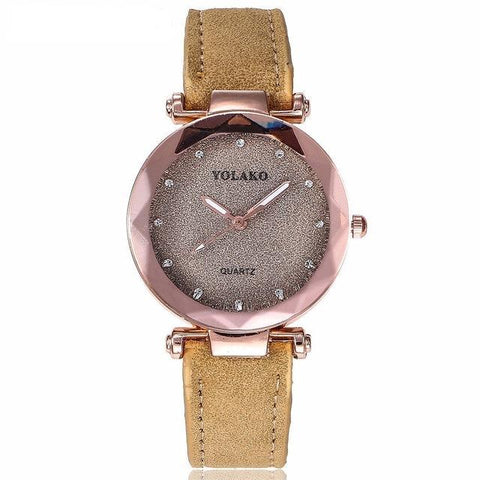 Starry Sky Wrist Watch Women Romantic Leather Rhinestone Designer Ladies Clock