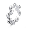 Pure 925 Sterling  Silver Rings Leaf Pattern Adjustable Size For Women