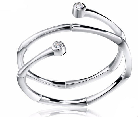Adjustable Design Stylish Genuine 925 Sterling Silver CZ Rings